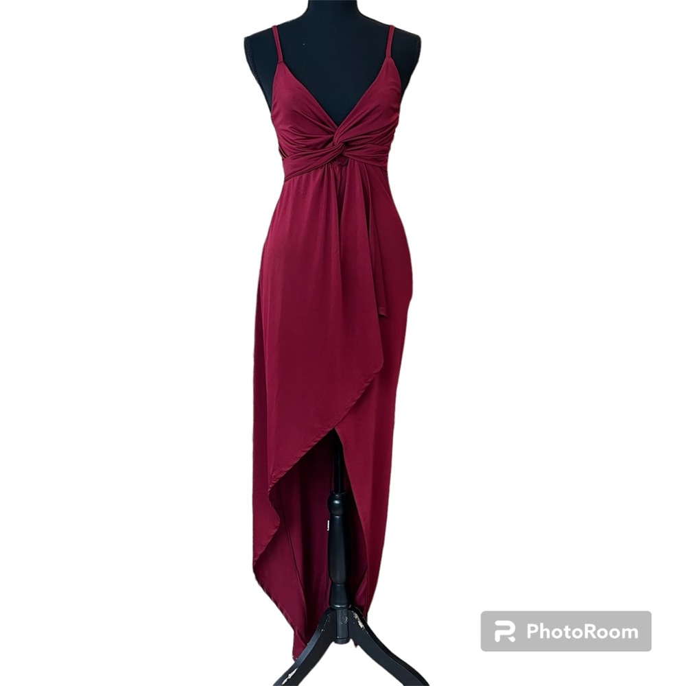 FASHION NOVA High Low Burgundy Dress US Size S